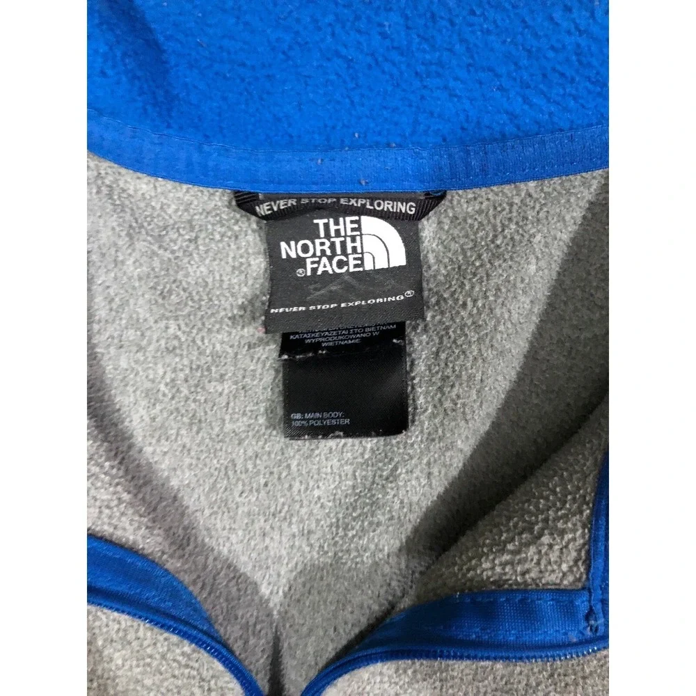 Mens THE NORTH FACE Fleece 1/4 Zip Size Large Gray And Blue Long Sleeve‎